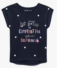 tee-shirt fille avec grand imprime fantaisie glitter bleu8981801_1