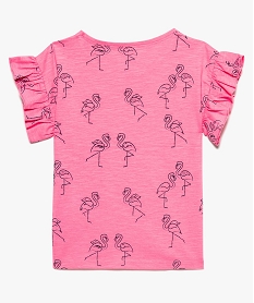 tee-shirt fille imprime a larges emmanchures volantees rose8982001_2