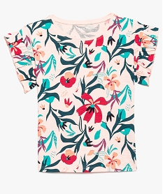 GEMO Tee-shirt fille imprimé à larges emmanchures volantées Multicolore