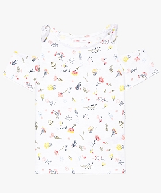 tee-shirt fille epaules denudees en coton biologique multicolore8982301_1