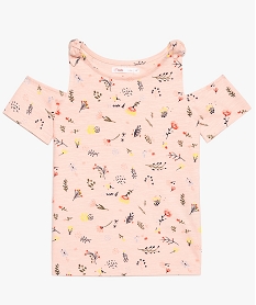 tee-shirt fille epaules denudees en coton biologique multicolore8982401_1