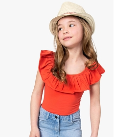 body fille uni avec encolure volantee orange tee-shirts8983801_1