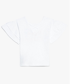 tee-shirt fille avec inscription en perles et larges manches volantees blanc tee-shirts8983901_3