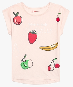 GEMO Tee-shirt fille avec grand imprimé fantaisie glitter Rose