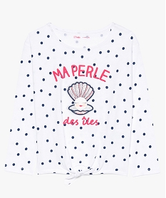 tee-shirt fille a manches longues avec motif paillete blanc8985001_1