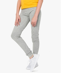 GEMO Pantalon de sport fille en jersey bouclette uni Gris