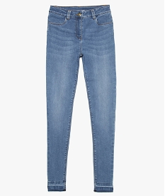GEMO Jean fille slim taille haute finition bord franc en coton bio Bleu