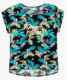 GEMO Blouse fille loose à motifs avec inscription dorée et zip épaule rose chine