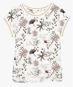 GEMO Tee-shirt fille avec motifs pailletés et manches courtes blanc chine