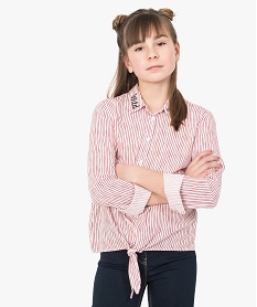 GEMO Chemise fille à motifs avec pattes à nouer dans le bas Imprimé