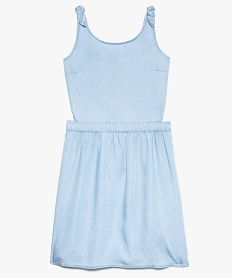 GEMO Robe fille en Lyocell avec bretelles nouées et perforations blanc chine