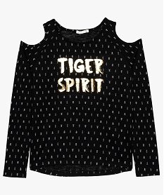 GEMO Pull fin fille à motifs avec épaules dénudées noir standard