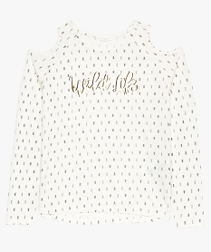 GEMO Pull fin fille à motifs avec épaules dénudées blanc chine