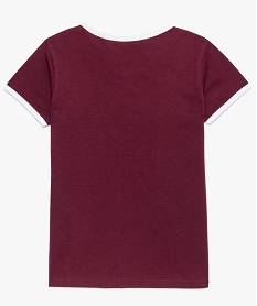 tee-shirt fille a finition contrastante et petit motif poitrine rouge8993201_2