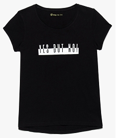 GEMO Tee-shirt fille avec coton bio et manches courtes à revers noir standard