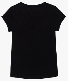 tee-shirt fille avec coton bio et manches courtes a revers noir tee-shirts8993601_2