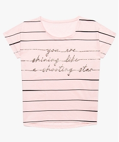 tee-shirt fille ample imprime avec dos rallonge et arrondi rose8994301_1