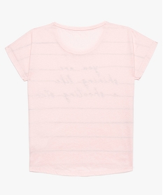 tee-shirt fille ample imprime avec dos rallonge et arrondi rose8994301_2