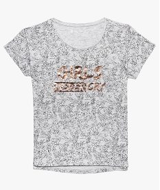 tee-shirt fille ample imprime avec dos rallonge et arrondi gris8994501_1