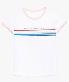 GEMO Tee-shirt fille à finitions contrastantes et look vintage blanc standard