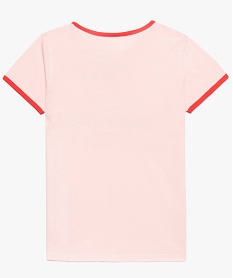 tee-shirt fille a finitions contrastantes et look vintage rose8995601_2