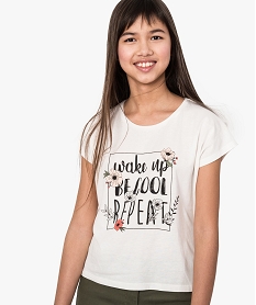 GEMO Tee-shirt fille oversize à manches courtes et lettering Beige