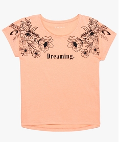 GEMO Tee-shirt fille oversize à manches courtes et lettering orange vif