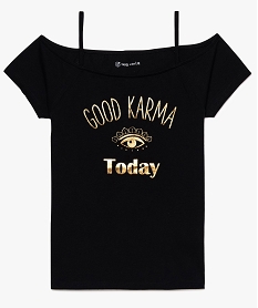 GEMO Tee-shirt fille imprimé à manches courtes et bretelles noir standard