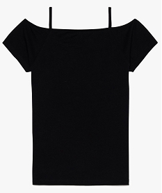 tee-shirt fille imprime a manches courtes et bretelles noir tee-shirts8996301_2