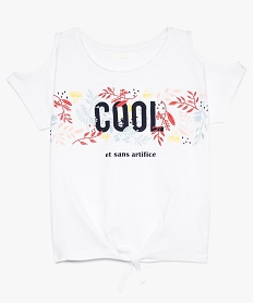 GEMO Tee-shirt fille en coton bio avec épaules dénudées 3788