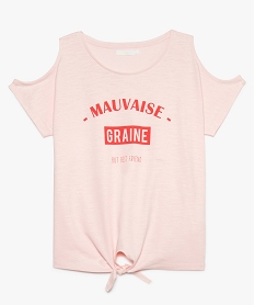 GEMO Tee-shirt fille en coton bio avec épaules dénudées Rouge