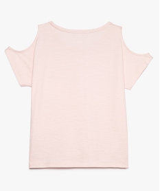 tee-shirt fille en coton bio avec epaules denudees rose8996801_2