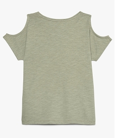 tee-shirt fille en coton bio avec epaules denudees vert8996901_2