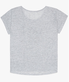 tee-shirt fille a manches courtes a motif en relief sur lavant gris8997101_2