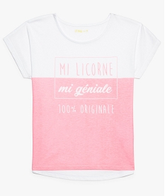 GEMO Tee-shirt fille loose imprimé à manches courtes Blanc