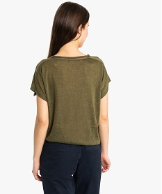 tee-shirt femme loose en maille flammee avec macrames vert9006101_3