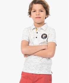 polo garcon en jersey imprime avec finition bord-cote et blason gris polos9006701_1