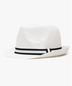 GEMO Chapeau homme trilby à ruban gros grain rayé Blanc