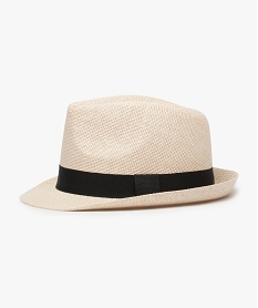 GEMO Chapeau homme trilby en papier avec ruban contrastant Beige