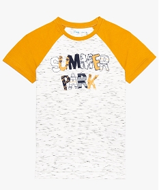 tee-shirt garcon imprime a manches raglan contrastantes jaune9009201_1