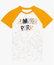 GEMO Tee-shirt garçon imprimé à manches raglan contrastantes Jaune