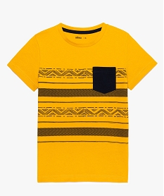 GEMO Tee-shirt garçon à motifs géométriques et poche poitrine Multicolore