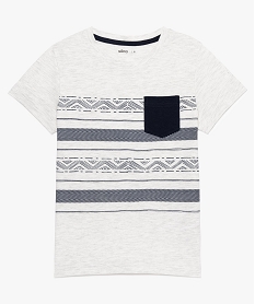 tee-shirt garcon a motifs geometriques et poche poitrine gris9009701_2