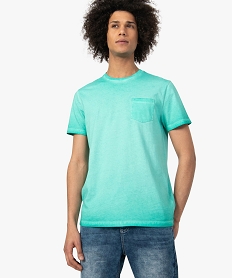 GEMO Tee-shirt homme avec poche poitrine coloris délavé Vert