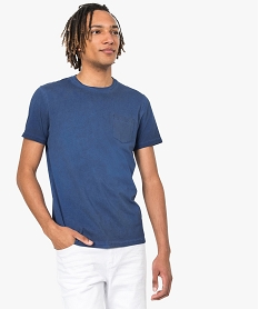 GEMO Tee-shirt homme avec poche poitrine coloris délavé Bleu