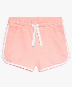 GEMO Short fille en coton avec biais contrastants et taille élastiquée Rose