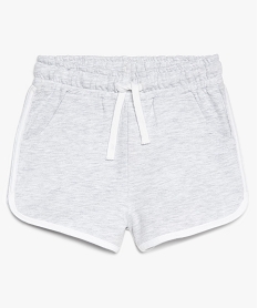 GEMO Short fille en coton avec biais contrastants et taille élastiquée Gris