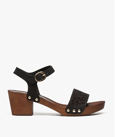 GEMO Sandales femme avec bride perforée et clous métalliques Noir