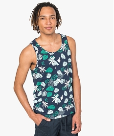 GEMO Débardeur homme à motifs feuillage Bleu