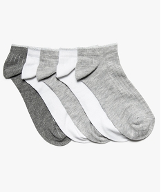 GEMO Chaussettes femme courtes à côtes finition pailletée (lot de 5) Gris